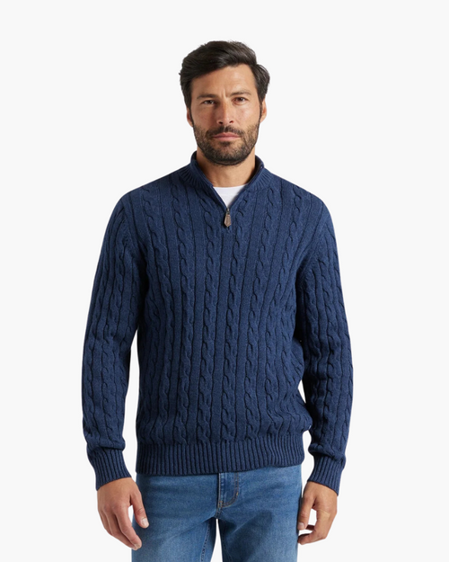 Konrad | Sweter męski z zamkiem i wysokim kołnierzem elegancki